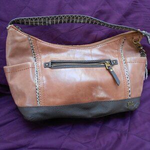 Women's "the Sak" two-toned brown & snakeskin leather handbag.